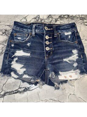 American Eagle 00 Jean Shorts Destroyed Floral Pockets Next Level Stretch
